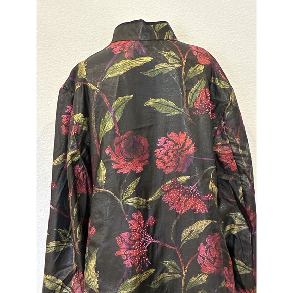 Chico's 100% Silk Asian Inspired‎ Beaded Floral Jacket Womens XL Black Career - Picture 4 of 12